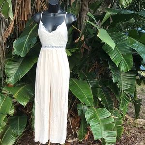 Gauze lace and crochet jumpsuit